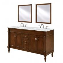  VF13060DWT-VW - 60 Inch Single Bathroom Vanity in Walnut with Ivory White Engineered Marble