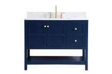  VF16442BL-BS - 42 Inch Single Bathroom Vanity in Blue with Backsplash