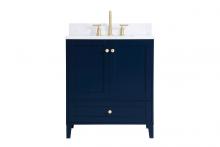  VF18030BL-BS - 30 Inch Single Bathroom Vanity in Blue with Backsplash