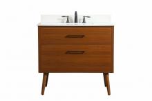  VF41036MTK-BS - 36 Inch Single Bathroom Vanity in Teak with Backsplash