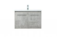 Elegant VF44530MCG - 30 Inch Single Bathroom Vanity in Concrete Grey