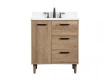  VF47030NT-BS - 30 Inch Single Bathroom Vanity in Natural Oak with Backsplash