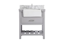  VF60130GR-BS - 30 Inch Single Bathroom Vanity in Grey with Backsplash