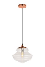 LDPD2103 - Topper Collection Pendant D10.6 H10.5 Lt:1 Copper and clear Finish