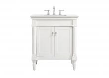  VF13030AW-VW - 30 Inch Single Bathroom Vanity in Antique White with Ivory White Engineered Marble