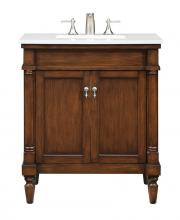  VF13030WT-VW - 30 Inch Single Bathroom Vanity in Walnut with Ivory White Engineered Marble