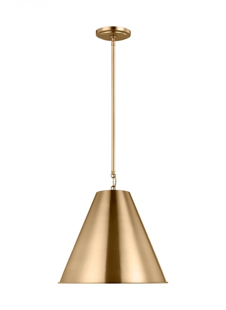Gordon contemporary 1-light indoor dimmable ceiling hanging single pendant light in satin brass gold
