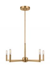  3164205EN-848 - Fullton modern 5-light LED indoor dimmable chandelier in satin brass gold finish
