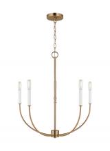  3167105-848 - Greenwich modern farmhouse 5-light indoor dimmable chandelier in satin brass gold finish