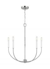  3167105EN-962 - Greenwich modern farmhouse 5-light LED indoor dimmable chandelier in brushed nickel silver finish