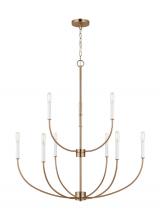  3167109-848 - Greenwich modern farmhouse 9-light indoor dimmable chandelier in satin brass gold finish