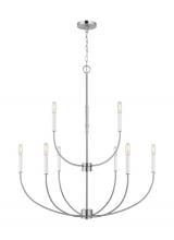  3167109-962 - Greenwich modern farmhouse 9-light indoor dimmable chandelier in brushed nickel silver finish