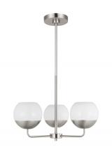 Visual Comfort & Co. Studio Collection 3168103EN3-962 - Alvin modern LED 3-light indoor dimmable chandelier in brushed nickel silver finish with white milk