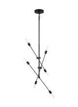  3200506-112 - Axis modern 6-light indoor dimmable large chandelier in midnight black finish
