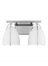  4451802-05 - Norman modern 2-light indoor dimmable bath vanity wall sconce in chrome silver finish with matte whi