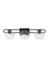  4455703-112 - Codyn contemporary 3-light indoor dimmable bath vanity wall sconce in midnight black finish with cle
