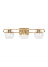  4455703-848 - Codyn contemporary 3-light indoor dimmable bath vanity wall sconce in satin brass gold finish with c