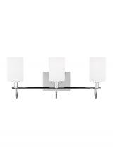  4457103-05 - Oak Moore traditional 3-light indoor dimmable bath vanity wall sconce in chrome finish and etched wh