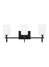  4457103-112 - Oak Moore traditional 3-light indoor dimmable bath vanity wall sconce in midnight black finish and e