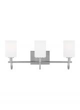  4457103-962 - Oak Moore traditional 3-light indoor dimmable bath vanity wall sconce in brushed nickel silver finis