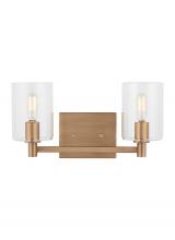  4464202-848 - Fullton modern 2-light indoor dimmable bath vanity wall sconce in satin brass gold finish