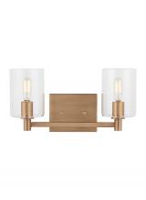  4464202EN-848 - Fullton modern 2-light LED indoor dimmable bath vanity wall sconce in satin brass gold finish