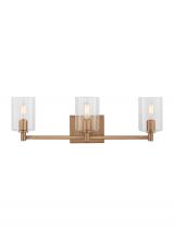  4464203-848 - Fullton modern 3-light indoor dimmable bath vanity wall sconce in satin brass gold finish