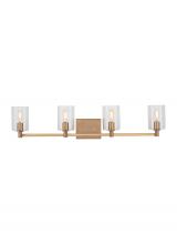  4464204-848 - Fullton modern 4-light indoor dimmable bath vanity wall sconce in satin brass gold finish