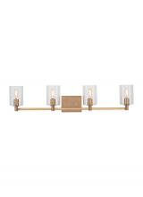  4464204EN-848 - Fullton modern 4-light LED indoor dimmable bath vanity wall sconce in satin brass gold finish