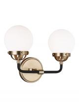  4487902EN-848 - Cafe mid-century modern 2-light LED indoor dimmable bath vanity wall sconce in satin brass gold fini