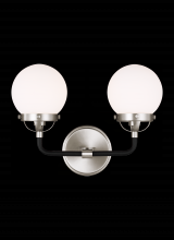 4487902EN-962 - Cafe mid-century modern 2-light LED indoor dimmable bath vanity wall sconce in brushed nickel silver