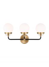 4487903-848 - Cafe mid-century modern 3-light indoor dimmable bath vanity wall sconce in satin brass gold finish w