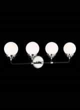  4487904EN-962 - Cafe mid-century modern 4-light LED indoor dimmable bath vanity wall sconce in brushed nickel silver