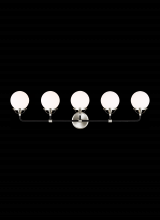  4487905-962 - Cafe mid-century modern 5-light indoor dimmable bath vanity wall sconce in brushed nickel silver fin