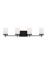  4490304-112 - Zire dimmable indoor 4-light wall light or bath sconce in a midnight black finish with etched white