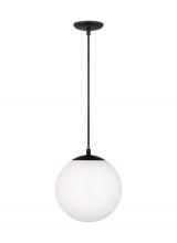  6020EN3-112 - Leo - Hanging Globe 1-LT LED Medium Pendant in Midnight Black Finish with Smooth White Glass Shade