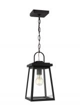  6248401EN7-12 - Founders modern 1-light LED outdoor exterior ceiling hanging pendant in black finish with clear glas