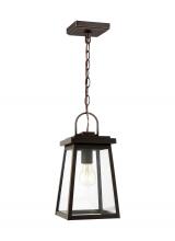  6248401EN7-71 - Founders modern 1-light LED outdoor exterior ceiling hanging pendant in antique bronze finish with c