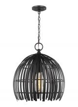  6522701-112 - Hanalei contemporary small 1-light indoor dimmable pendant hanging chandelier light in midnight blac