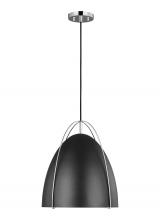  6551701EN3-05 - Norman modern 1-light LED indoor dimmable ceiling hanging single pendant light in chrome silver fini