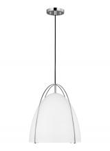  6551801EN3-05 - Norman modern 1-light LED indoor dimmable ceiling hanging single pendant light in chrome silver fini