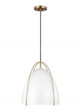  6551801EN3-848 - Norman modern 1-light LED indoor dimmable ceiling hanging single pendant light in satin brass gold f