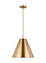 Visual Comfort & Co. Studio Collection 6585101-848 - Gordon contemporary 1-light indoor dimmable ceiling hanging single pendant light in satin brass gold
