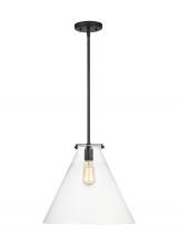  6592101-112 - Kate transitional 1-light indoor dimmable cone ceiling hanging single pendant light in midnight blac