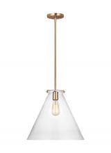  6592101-848 - Kate transitional 1-light indoor dimmable cone ceiling hanging single pendant light in satin brass g