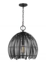  6622701-112 - Hanalei contemporary medium 1-light indoor dimmable pendant hanging chandelier light in midnight bla
