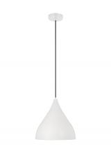  6645301-115 - Oden modern mid-century 1-light indoor dimmable medium pendant in matte white finish with matte whit