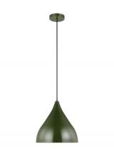  6645301-145 - Oden modern mid-century 1-light indoor dimmable medium pendant in olive finish with olive finish sha