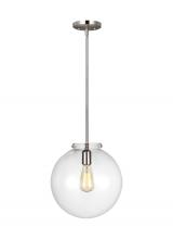  6692101-962 - Kate transitional 1-light indoor dimmable sphere ceiling hanging single pendant light in brushed nic