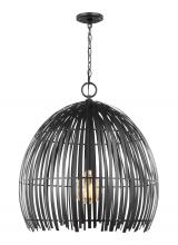  6722701-112 - Hanalei contemporary large 1-light indoor dimmable pendant hanging chandelier light in midnight blac
